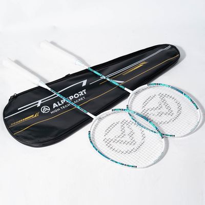 ALPSPORT XW The Tortoise 6U G5 Graphite Professional Badminton Rackets Sets of 2, Full Carbon Fiber Racquets with 1 Leather Bag, 2 Tied Grips Tapes, Padel Raket for Sports Training (White)