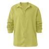 Men Linen Shirt Button Down Long Sleeve Cotton Beach Band Collar Shirts Lightweight Casual Solid Plain Loose Shirt (Medium,Yellow) view 1