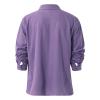 Men Linen Shirt Button Down Long Sleeve Cotton Beach Band Collar Shirts Lightweight Casual Solid Plain Loose Shirt (Medium,Purple) view 3