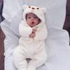 Newborn Bear Onesie Baby Fleece Jumpsuit Boys Girls Winter Colthes Kids Hooded Romper Outerwear (White, 3-6 Months) view 2