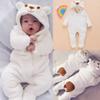 Newborn Bear Onesie Baby Fleece Jumpsuit Boys Girls Winter Colthes Kids Hooded Romper Outerwear (White, 3-6 Months) view 4