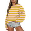 GOKKILRW Womens Striped Sweatshirts Oversized Loose Fit Long Sleeve Crewneck Sweat Shirts Y2K Lightweight Casual Pullover Top Outdoor Running Jogging Track Shirts Preppy Clothes Loungewear Yellow view 1