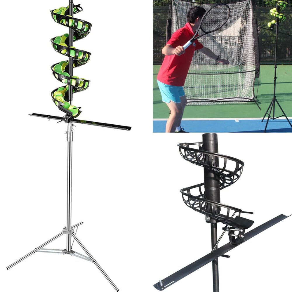 Tennis Ball Dropping Machine, Tennis Ball Feeder Tennis Machine, Tennis Serving Machine with Removable Track, 1.5-3.2 Meters Height Adjustable, 33 Balls, for Beginners, Tennis Teaching and Training