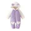 Newborn Baby Fleece Jumpsuit Girls Boys Hooded Rompers Bear Onesie Long Sleeve Zipper Snowsuit (Purple, 12-18 Months) view 1