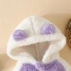 Newborn Baby Fleece Jumpsuit Girls Boys Hooded Rompers Bear Onesie Long Sleeve Zipper Snowsuit (Purple, 12-18 Months) view 3