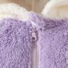 Newborn Baby Fleece Jumpsuit Girls Boys Hooded Rompers Bear Onesie Long Sleeve Zipper Snowsuit (Purple, 12-18 Months) view 4