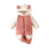 Newborn Baby Fleece Jumpsuit Girls Boys Hooded Rompers Bear Onesie Long Sleeve Zipper Snowsuit Fall (RD2, 0-3 Months) view 1