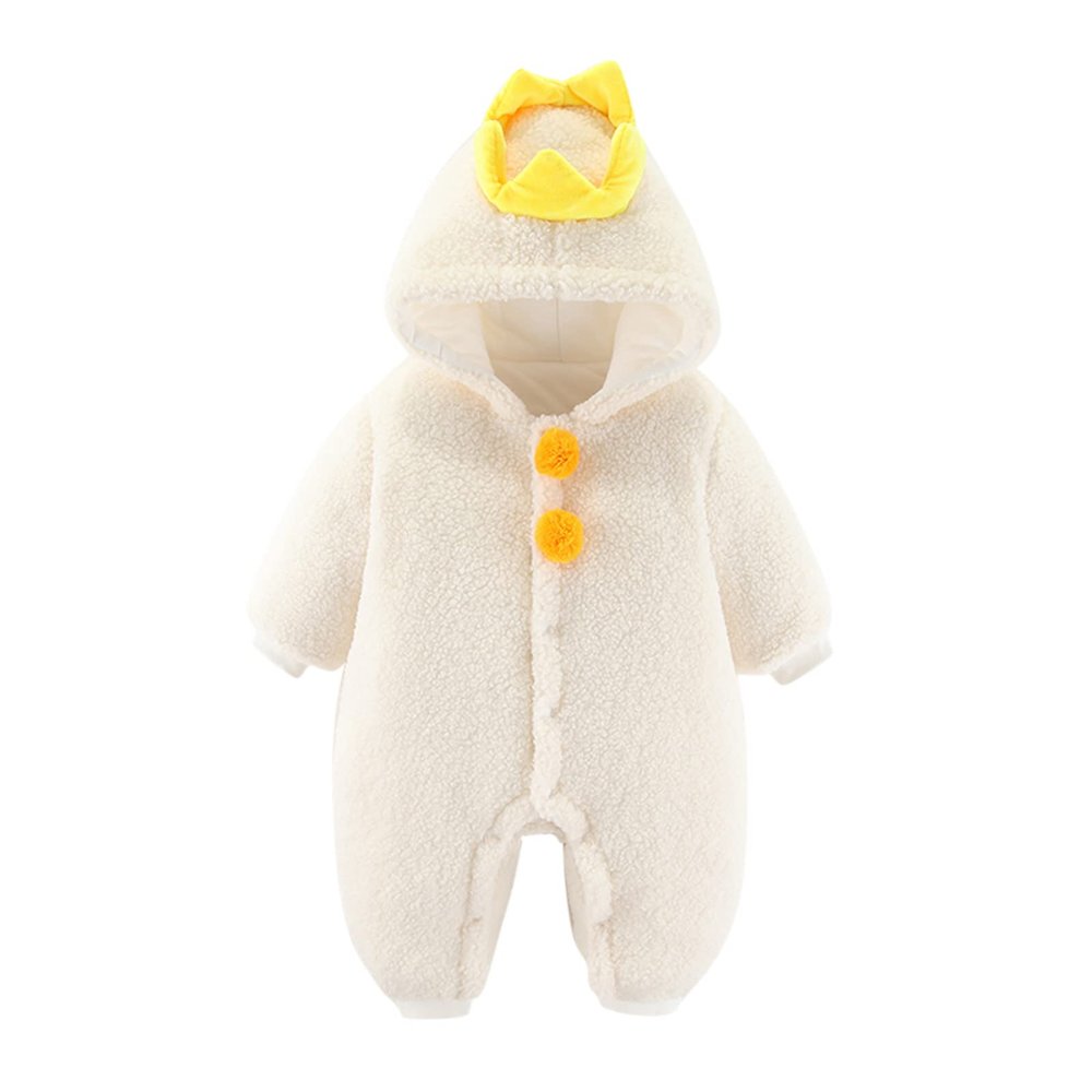 Fleece Bear Suit Baby Jumpsuit Winter Baby Girl Snowsuit Toddler Winter Clothes Infant Coat Jacket (White, 0-3 Months)