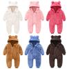 Newborn Baby Jumpsuit Hooded Fleece Rompers Long Sleeve Onesie Zipper Hooded Snowsuit Thick Warm (Red, 0-6 Months) view 4