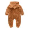 Newborn Baby Jumpsuit Hooded Fleece Rompers Long Sleeve Onesie Zipper Hooded Snowsuit Thick Warm (Brown, 0-6 Months) view 4