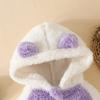 Newborn Baby Fleece Jumpsuit Girls Boys Hooded Rompers Bear Onesie Long Sleeve Zipper Snowsuit (Purple, 0-3 Months) view 3