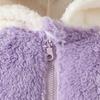 Newborn Baby Fleece Jumpsuit Girls Boys Hooded Rompers Bear Onesie Long Sleeve Zipper Snowsuit (Purple, 0-3 Months) view 4