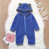 Bear Suit Newborn Baby Fleece Jumpsuit Hooded Pramsuit Winter Snowsuit for Infant Boys Girls Onesie (Blue, 0-3 Months) view 2