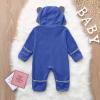 Bear Suit Newborn Baby Fleece Jumpsuit Hooded Pramsuit Winter Snowsuit for Infant Boys Girls Onesie (Blue, 0-3 Months) view 3