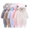 Infant Toddler Snowsuit Cute Baby Bear Suit Newborn Winter Coat Warm Hooded Fleece Jumpsuit for (White, 6-9 Months) view 2