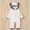 Newborn Baby Fleece Footed Jumpsuit Hooded Pramsuit Winter Snowsuit for Infant Boys Girls Bear (White, 0-3 Months) view 2