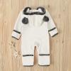Newborn Baby Fleece Footed Jumpsuit Hooded Pramsuit Winter Snowsuit for Infant Boys Girls Bear (White, 0-3 Months) view 3