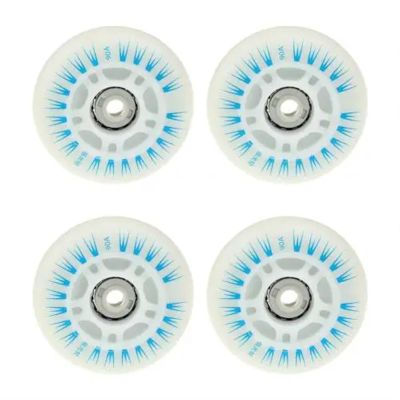 HDNSAUD Roller Skate Wheels 4Pcs 76/80mm Skating Luminous Flashing Inline Roller Skates Shoes Wheels Good Replacement for 608ZZ ABEC-7 Bearings(76mm Blue)