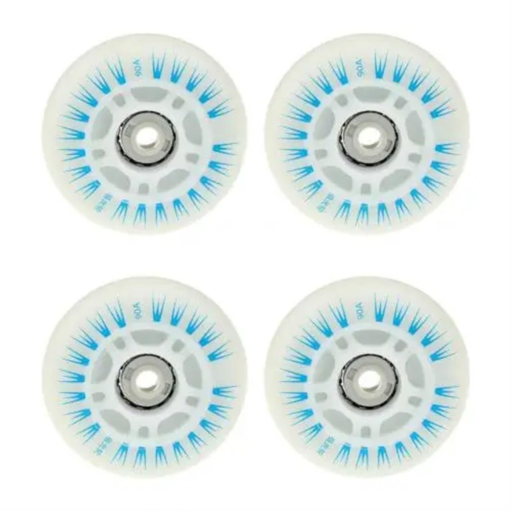 HDNSAUD Roller Skate Wheels 4Pcs 76/80mm Skating Luminous Flashing Inline Roller Skates Shoes Wheels Good Replacement for 608ZZ ABEC-7 Bearings(76mm Blue)
