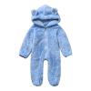 Baby Fleece Snowsuit Boy Girl Cute Bear Ear Hooded Jumpsuit Romper Zipper Winter Outfits Infant (Blue, 0-6 Months) view 3