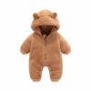 Newborn Baby Fleece Jumpsuit Zipper Hooded Romper Warm Snowsuit Outfits for Infant Cute Cozy Bear (White, 6-9 Months) view 4