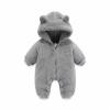 Newborn Baby Fleece Jumpsuit Zipper Hooded Romper Warm Snowsuit Outfits for Infant Cute Cozy Bear (Grey, 0-3 Months) view 2