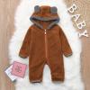 Bear Suit Newborn Baby Fleece Jumpsuit Hooded Pramsuit Winter Snowsuit for Infant Boys Girls (Brown, 6-12 Months) view 2