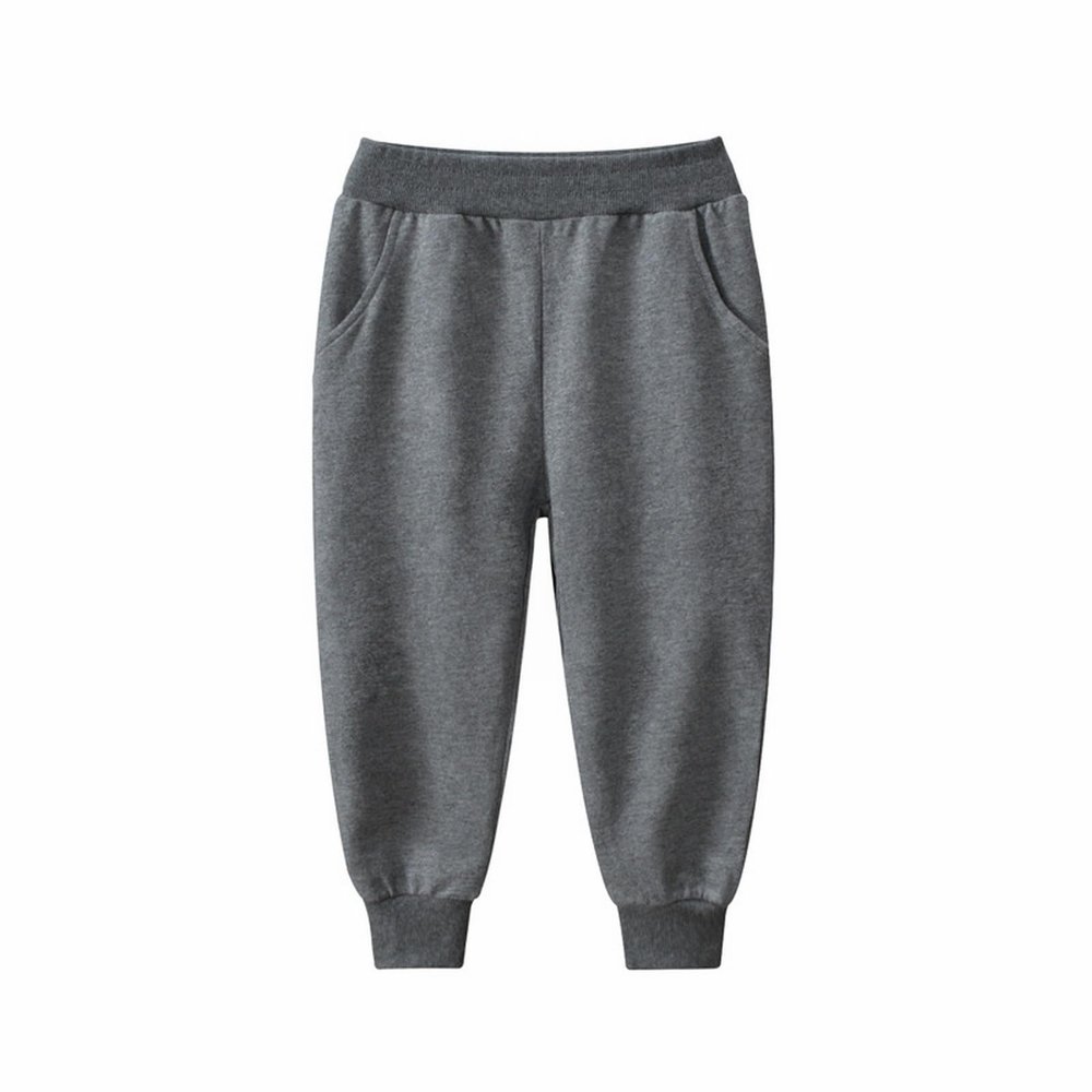 Cotton Solid Color Sweatpants for Boys Girls Elastic Waist Pull On Casual Jogger Pants Kid (Dark Gray, 3-4 Years)