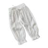 Cotton Linen Harem Bloomers Pants for Baby Toddler Solid Color Casual Ankle Pants Loose Long (White, 6-12 Months)