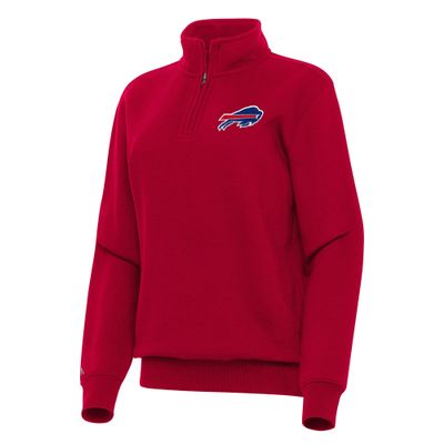 Antigua Women's Red Buffalo Bills Victory Quarter-Zip Top