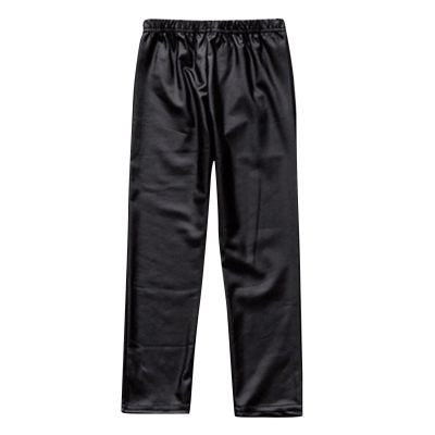Toddler Kids Faux Leather Straight Wide Leg Pants Baggy Trousers with Pockets Ankle Length Stretchy (Black, 8-10 Years)