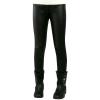 Toddler Kids Faux Leather Straight Wide Leg Pants Baggy Trousers with Pockets Ankle Length Stretchy (Black, 8-10 Years) view 3