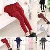 Baby Kids Girls Ruffle Skirts Leggings Tights Toddler Footless Cotton Solid Color Stretch Yoga (Coffee, 18-24 Months) view 4