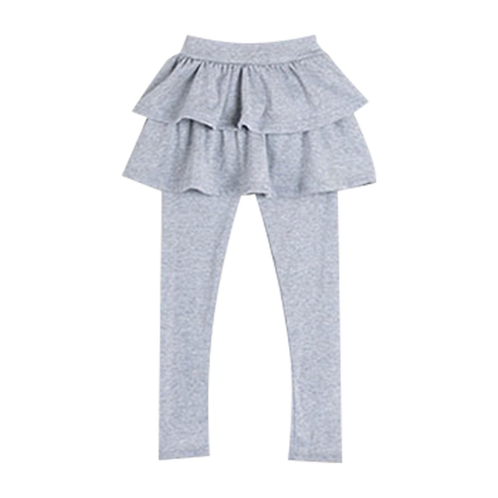 Baby Kids Girls Ruffle Skirts Leggings Tights Toddler Footless Cotton Solid Color Stretch Yoga (GY1, 18-24 Months)