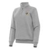 Antigua Women's Heather Gray Minnesota Vikings Victory Quarter-Zip Top view 1