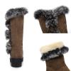 SACFOF Women's Winter Snow Boots Mid-Calf Chunky Heel Platform Boots Slip on Thick Rabbit Fur Collar Warm Suede Mid-Calf Outdoor Snow Boot view 4