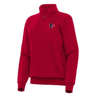 Antigua Women's Red Houston Texans Victory Quarter-Zip Top