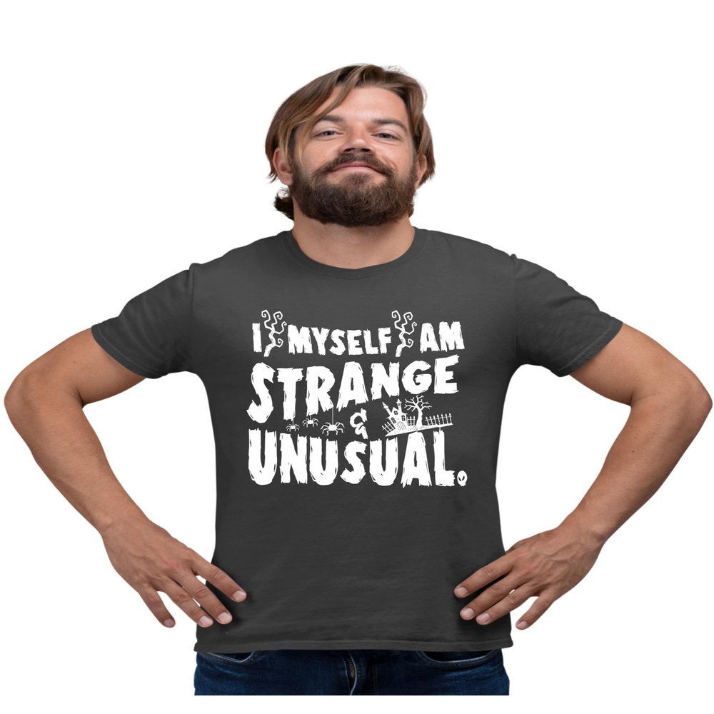 4X-Large Heather Black Mens I Myself Am Strange & Unusual Halloween T-Shirt