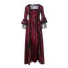 Women's Vintage Gothic Dresses Square Neck Lace Stitching Flared Sleeves Medieval Dresses Cosplay Halloween Costumes Wine view 4