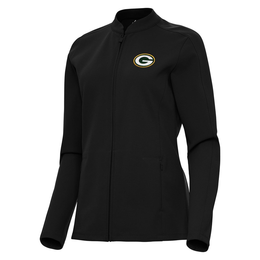 Antigua Women's Black Green Bay Packers Regard Full-Zip Jacket