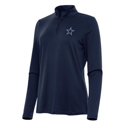 Antigua Women's Navy Dallas Cowboys Reprocess Quarter-Zip Top