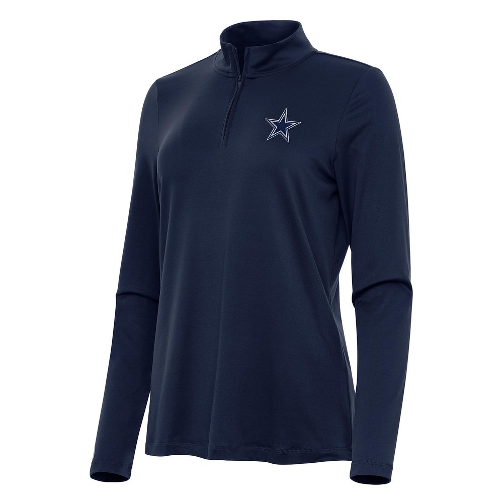 Antigua Women's Navy Dallas Cowboys Reprocess Quarter-Zip Top