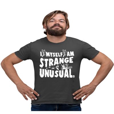 3X-Large Heather Black Mens I Myself Am Strange & Unusual Halloween T-Shirt