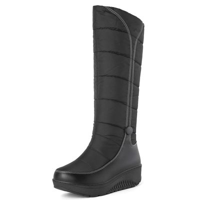 SACFOF Women's Winter Snow Boots Warm Thick Sole Mid Calf Boots Waterproof Rain Fur Lined Platform Winter Wedge Boots