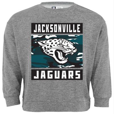 Zubaz NFL Men's Heather Grey Camo Team Crewneck Sweatshirt, Jacksonville Jaguars, Medium