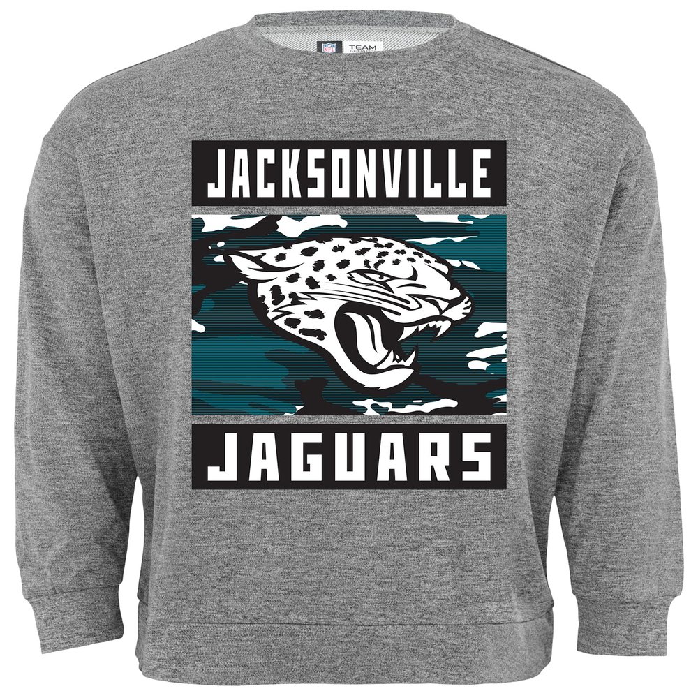 Zubaz NFL Men's Heather Grey Camo Team Crewneck Sweatshirt, Jacksonville Jaguars, Medium