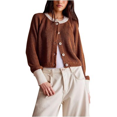 Womens Cardigan Fall Lightweight Long Sleeve Crop Sweater Coats Classic Button down Crewneck Knit Lounge Outerwear