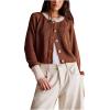 Womens Cardigan Fall Lightweight Long Sleeve Crop Sweater Coats Classic Button down Crewneck Knit Lounge Outerwear view 1