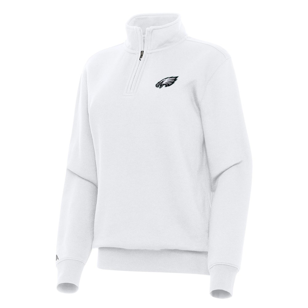 Antigua Women's White Philadelphia Eagles Victory Quarter-Zip Top
