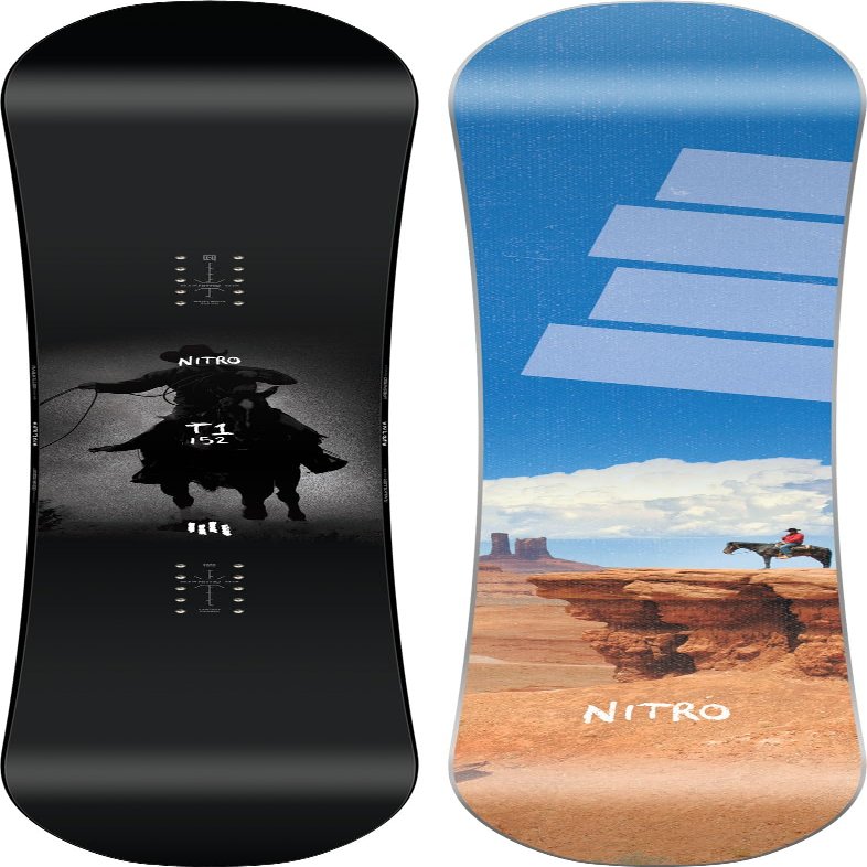 Nitro Snowboards Men's T1 Board '25, Freestyle Board, Twin, Cam-Out Camber, Park, 155